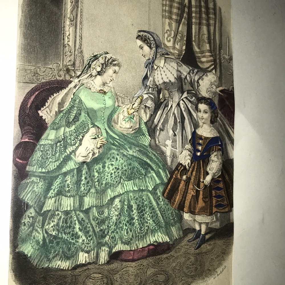 Antique French Print Ad See All Pics Signed! 9x6”